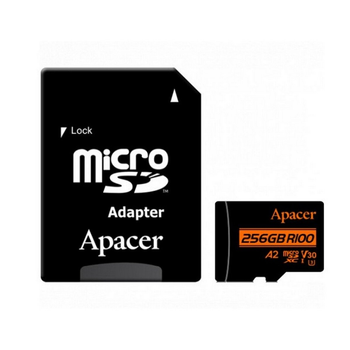 Карта пам'яті microSDXC (UHS-1 U3) Apacer A2 256Gb class 10 V30 (R100MB/s, W80MB/s) (adapter SD) (AP256GMCSX10U8-R)