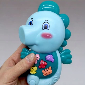 Интерактивная игрушка Морской конь бирюзовый звукомузыкальная игрушка для детей с регулировкой громкости