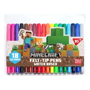 Фломастери Yes Minecraft 18 кольорів на водній основі, набір фломастерів для малювання 650549