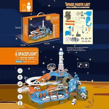 Парковка ZX 006 A "Космічна станція", трек, світло, мелодія, ОЗВУЧУВАННЯ АНГЛІЙСЬКОЮ, ракета, механічний