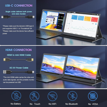 Портативный монитор 15.6" COOLHOOD GS156DM2 Full HD IPS 60Гц Б/В