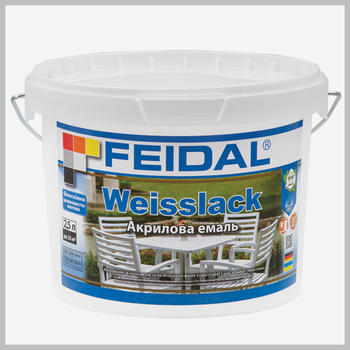 Акриловая эмаль Weisslack Feidal (белая, шелковисто-матовая) 2.5л