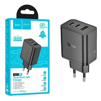Зарядний пристрій HOCO, чорне N51 PD65W (2C1A)