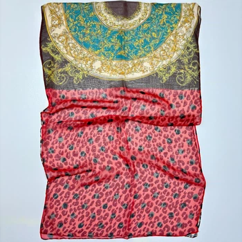 Шифоновий літній шарфик Ashma горошки 160х50см Червоно - коричневий