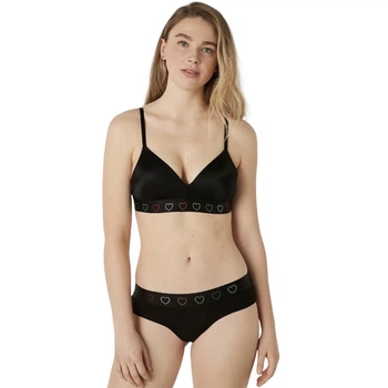 Комплект белья PINK Victoria’s Secret Wireless Shine Rainbow Hearts Lightly Lined Bra со стразами 75B Черный