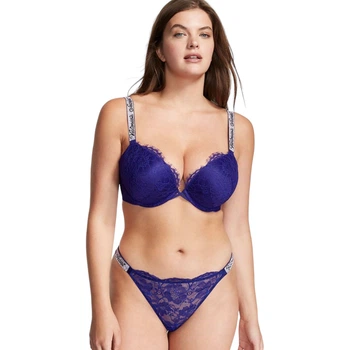 Комплект белья Victoria’s Secret Bombshell Shine Strap Push-Up со стразами 75C Фиолетовый