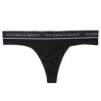 Трусики Victoria’s Secret Logo Cotton Thong Black M Черные