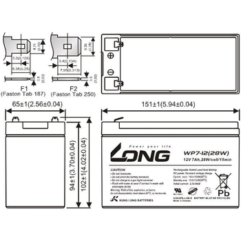 Акумуляторна батарея для ДБЖ Long 12V, 7.0 Ah, WP7-12 WP7-12(28W)