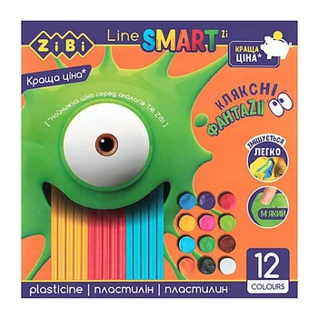 Пластилин Zibi Smart Line 240 г, 12 цветов, ZB.6224