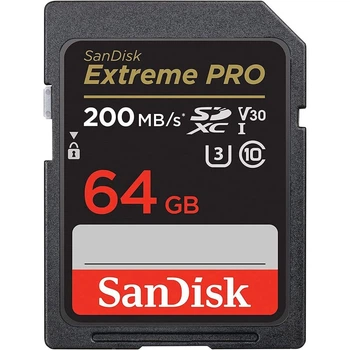 Карта памяти Sandisk 64GB SD C10 UHS-I U3 R200/W90MB/s Extreme Pro V30 (SDSDXXU-064G-GN4IN)