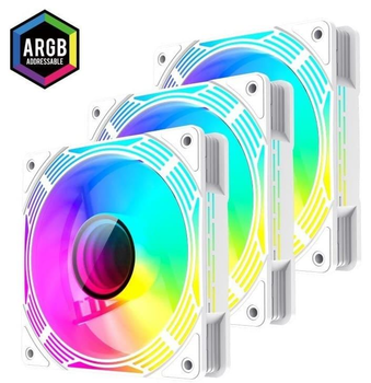 Вентилятор GameMax 120mm*3 KIT ARGB fan (функція ре версу) KF300R WH (KF300R WH)