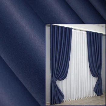 Комплект готових штор VR-Textil Блекаут Fusion Dimout № 831ш Синій 150х270 см 2 шт (30-615)