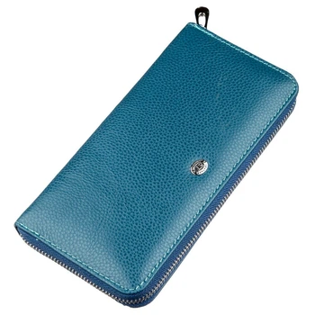 Жіночий клатч-візитниця ST Leather із натуральної шкіри блакитного кольору великий розмір вертикальний (bg188fash61)