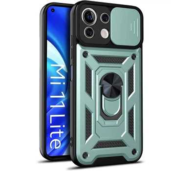 Чехол Fiji Camera Defence для Xiaomi Mi 11 Lite / Mi 11 Lite 5G бампер с защитой камеры и подставкой Green