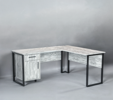 Стіл кутовий офісний Tobi Sho LOFT Iceberg СУЛА/4-1 з тумбою стільниця 18 мм, 1400х1200х750 Дуб крафт білий