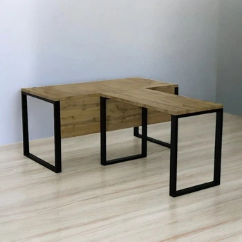 Стол руководителя Tobi Sho LOFT Gold СКГ/3 столешница 36 мм, 1600х2000х765 Дуб аппалачи