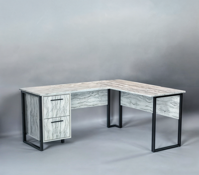 Стол угловой офисный Tobi Sho LOFT Iceberg СУЛА/5-1 с 2 ящиками столешница 18 мм, 1400х1200х750 Дуб крафт белый