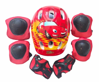 Комплект шлем и защита детский TK Sport Машинки 4-12 лет Красный (С60076/05)