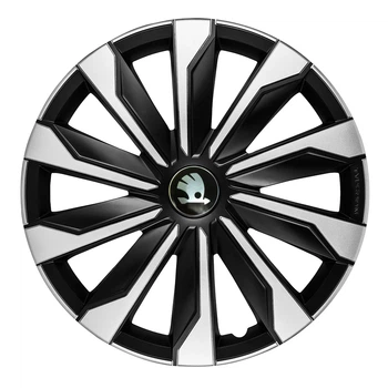 Автомобильные колпаки 4 Racing Typhoon Silver-Black R17 4 шт. (с логотипом Skoda)