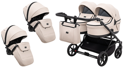 Коляска 2 в 1 для двойни Adamex Leo Duo Eco SA-7 латте
