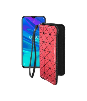 Чохол-гаманець з екошкіри для телефону Ulefone Note 9p Червоний ромб