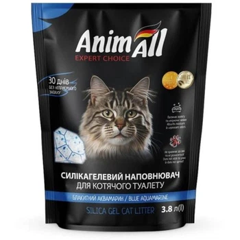 Наполнитель гигиенический силикагелевый AnimAll Голубой аквамарин, для кошек 3,8 л