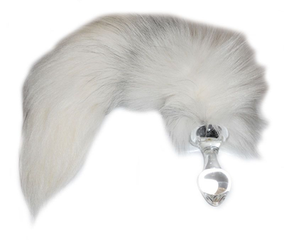Анальная пробка Crystal Minx Tail Plug с натуральным мехом арктической мраморной лисы (13128000000000000)