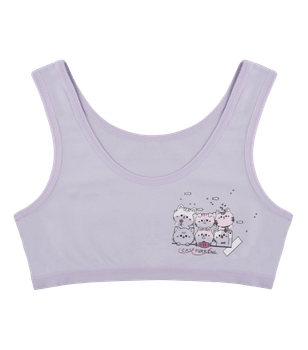 Топ для девочки с принтом Cat Purring - Donella - 4571PB19 - 134-140 см - Светло-фиолетовый