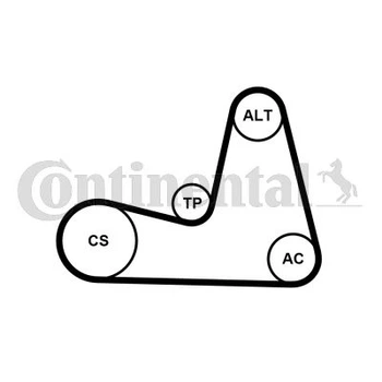 Комплект ременя генератора Renault Clio 05-14/Twingo 1.2 16V/TCe/Turbo 07- 7PK1035 7PK1035K1 CONTINENTAL