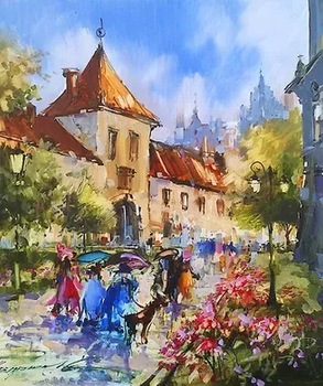 Алмазна мозаїка, Бернардинський дворик (GU_189622) 40 х 50 см, Діамантові ручки