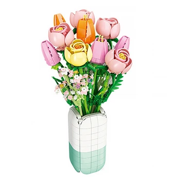 3D конструктор JIE-STAR 9065 RoseTulip Ensamble набор строительных блоков 1011 деталей пластиковый