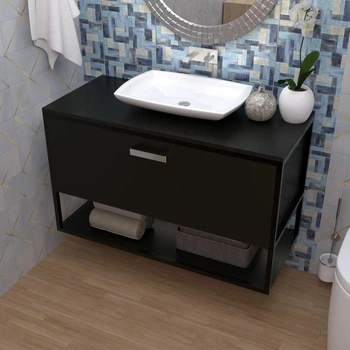 Тумба в ванную под накладной умывальник в стиле лофт EcoLoft DSP-1175 Черный