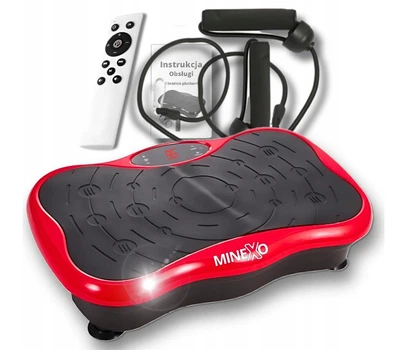 Вібраційна платформа для тренувань Minexo VIBRO SLIM SHAPER PRO RED з пультом ДУ та еспандерами Червона