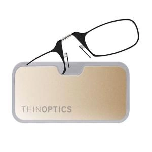 Очки для чтения Thinoptics 1.50. черные + Чехол золотой метал (1.5BBMG)