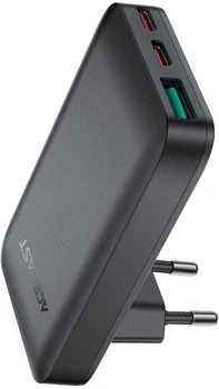 Мережевий зарядний пристрій Acefast A100 PD65W GaN 2C+A ultra-thin Charger Black (6974316283492)