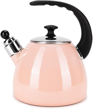 Чайник емальований Kamille Boiling Water 2.5л зі свистком, індукційний, рожевий (KM-1040B)