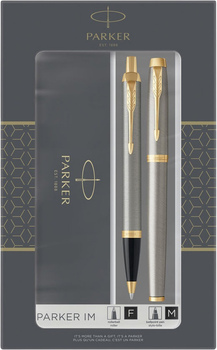 Zestaw Parker IM Brushed Metal GT Długopis + Długopis Rollerball Czarne (3026980932176)