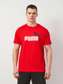 Футболка бавовняна довга чоловіча Puma Ess 2 Color No. 1 Logo Tee 68470811 S For All Time Red з принтом (4067983326257)