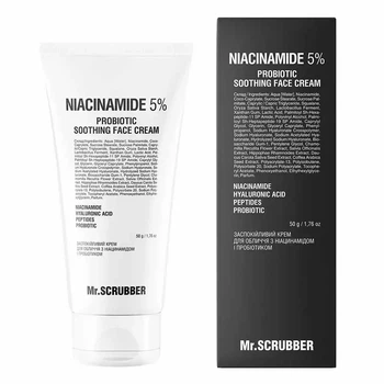 Успокаивающий крем для лица Niacinamide 5% с ниацинамидом и пробиотиком Mr SCRUBBER, 50 г