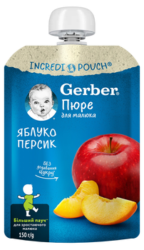 Пюре Gerber фруктове Яблуко, персик з 6 місяців 150 г (7613287357205)