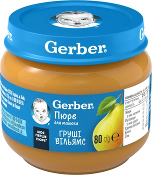Пюре Gerber Груши Уильямс для детей от 6-ти месяцев 80 г (8445291084667)