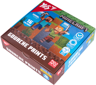Краски гуашевые YES Minecraft 16 цветов 20 мл (4823125200980)
