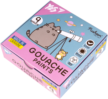 Краски гуашевые YES Pusheen 9 цветов 20 мл (4823125200911)
