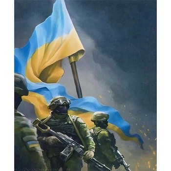 Алмазная мозаика вышивка Слава Украине! Героям слава! флаг Украина на подрамнике полная 5d 40х50 см IMAGE68