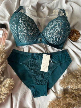 Комплект бюстгальтер push-up + трусики слипы 2367D Weiyesi изумрудный 85D/XL