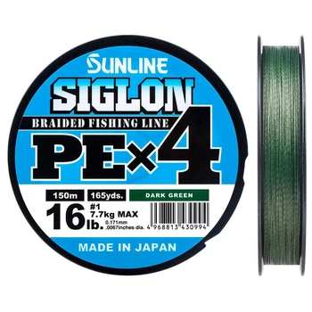 Шнур Sunline Siglon PE х4 150m (темн-зел.) #0.8/0.153mm 12lb/6.0kg