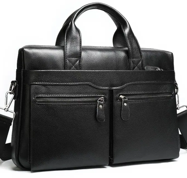Сумка-портфель мужская кожаная TIDING BAG черная 38 x 28 x 7 см (631-MA-013)