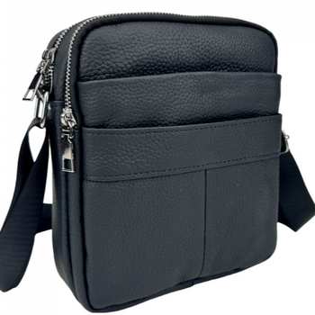 Барсетка кожаная 19х22х7 / мужская сумка планшет через плечо Tiding Bag черная