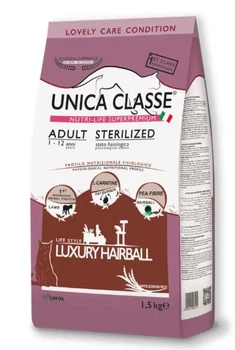 Сухой корм Gheda Unica Classe Adult Sterilized Hairball Dry для взрослых стерилизованных кошек с ягненком, 1,5 кг