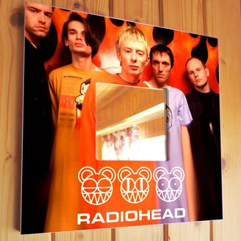 Декоративное зеркало "Группа Radiohead" подарок для фанатов рок музыки, украшение интерьера в бар, клуб, офис, студию